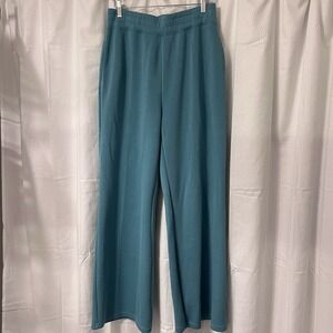 Ocean Drive Beachy Sweatpants Women's Large‎ Teal Wide Leg Flowy Lounge Pants EC